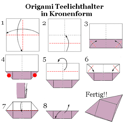 Anleitung, Origami Teelichthalter in Kronenform