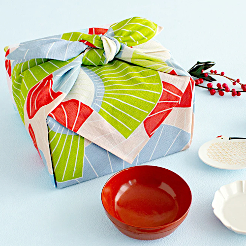 Furoshiki Tuch 70cm, Kiefer-Bambus-Pflaume, rot