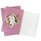 Origami-Grusskarte mit Sakura-Motiv und gold-weissen Mizuhiki-Kordeln.