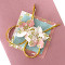 Origami-Karte mit Sakura-Blüten und Mizuhiki-Kordeln.