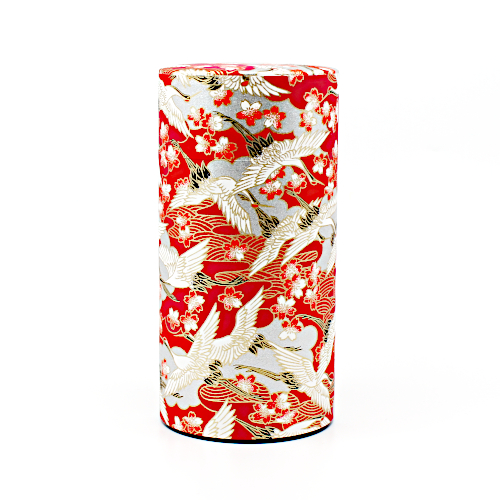 Japanische Teedose, kranich, rot