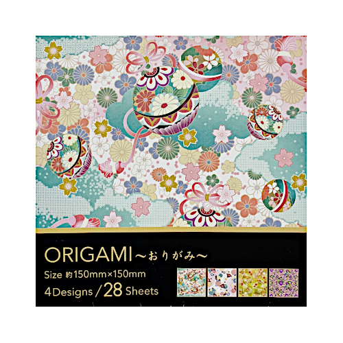 Packung mit japanischem Chiyogami Origami-Papier. Grösse 150 x 150 mm.