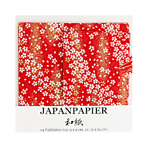 Rotes Japanpapier mit traditionellem Kirschblütenmuster (Sakura)