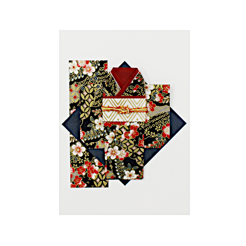 Japanische Grusskarte, Origami Kimono