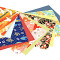 Traditionelles japanisches Origami-Papier, bunt gemustert und einfarbig